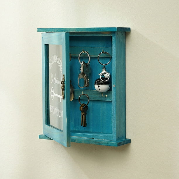 Caja de almacenamiento de llaves para colgar en la pared de madera