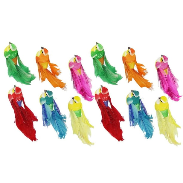 12 Piezas de Pájaros de Espuma con Plumas Artificiales Multicolores, Adorno  de Manualidades de Pájaros de Bricolaje, para Decoración Del Jardín Del  CUTICAT Adorno al aire libre