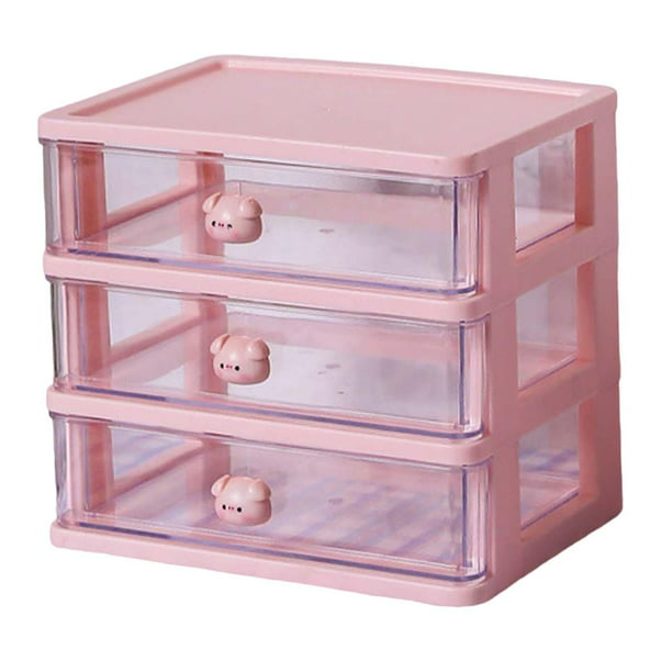 Organizador de escritorio con cajón Caja de cajones de almacenamiento  apilable Compartimentos multifuncionales Caja organizadora de cosméticos  para 3
