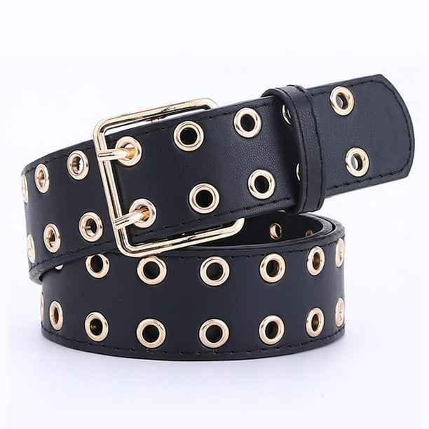 Cinturón punk unisex, cinturón decorativo de cuero PU gótico con ojales de  2 agujeros, cinturones casuales hebilla, negro , Negro sin Cadena Baoblaze  cinturón de cintura para mujer