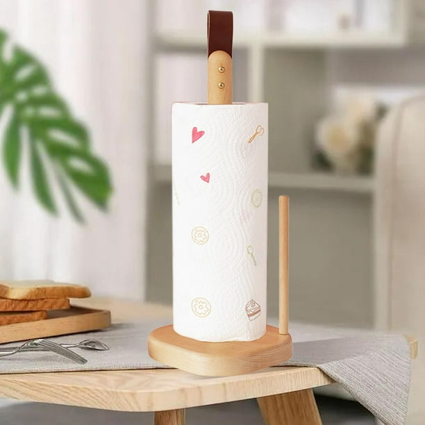 Toallero de madera de bambú para toallas de papel de madera, estante para  colgar papel de cocina, soporte para toallas de baño, organizador para mesa