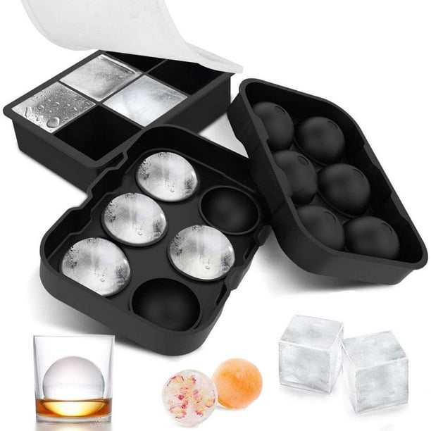 Molde de silicona para cubitos de hielo, cubiteras con tapa, 6 cubitos de  hielo redondos y 6 cuadrados, cubitera apilable, sin BPA, para bebidas  frías, cócteles de whisky. JM