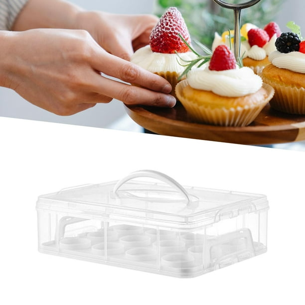 DOITOOL Porta pastelitos de plástico para pastelería, bandeja portátil para  tartas con asas de cubierta, soporte para postres para cupcakes, soporte