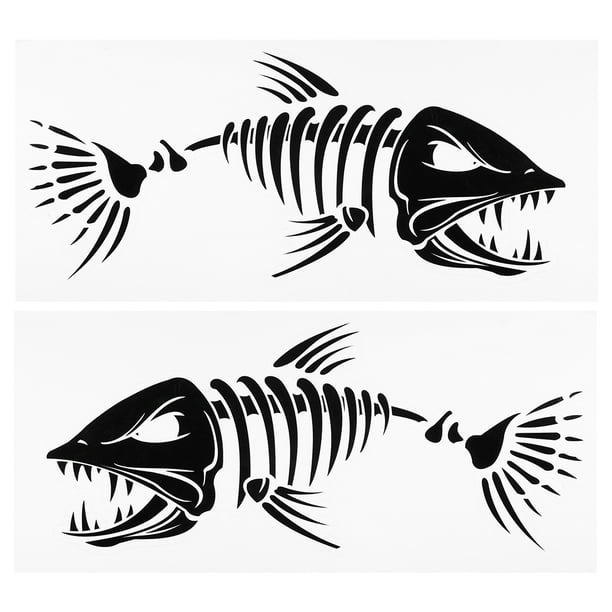 2 piezas dientes de pescado boca pegatinas esqueleto pescado