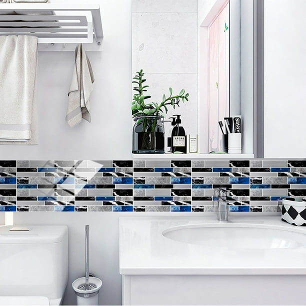 12 pegatinas para azulejos para baño, cocina, 10 x 20 cm, autoadhesivas,  impermeables, transferencias de azulejos de pared de metro, papel pintado  con efecto de azulejo de cerámica DIY ZefeiWu 8390614899940
