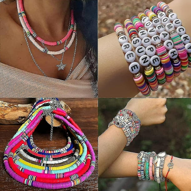 Kit de fabricación de pulseras de más de 7000 piezas, cuentas de arcilla de  28 colores para hacer pulseras, kit de pulsera de la amistad con paquete