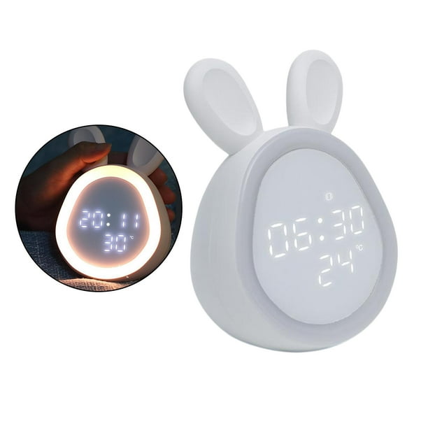 Reloj despertador con luz para Lindo conejo despertador Reloj despertador  para Lámpara de cabecera de dibujos animados, luz Blanco BLESIY reloj  despertador para niños