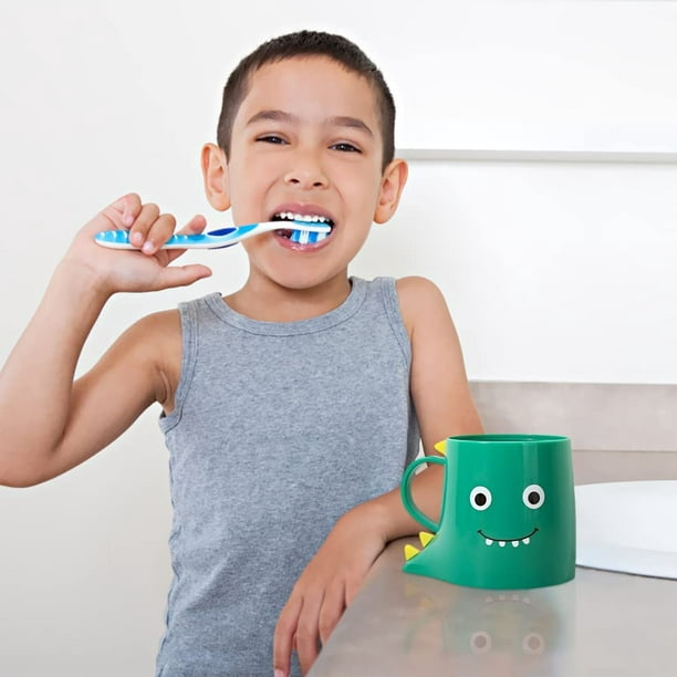Vaso de baño de 260 ml, juego de 2 portacepillos de dientes, vaso de cepillo  de dientes de dinosaurio, vaso de plástico duradero, para uso diario de  niños y niñas