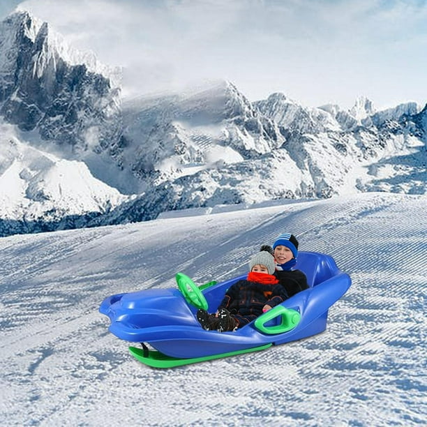 Trineo de nieve dirigible, trineo de espalda elevada, toboganes dobles,  trineo de nieve, trineo, tabla de esquí, juguetes para pequeños, niñas,  Azul shamjiam trineo de nieve