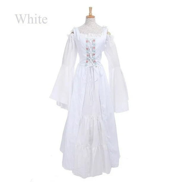 Vestido Medieval Con Capucha Blanca -Trajes Medievales Para Mujer –  disfracesgamar