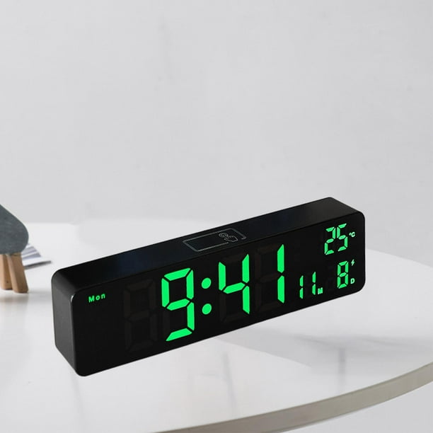 Reloj despertador digital, pantalla LED grande, pantalla de 12/24 tiempo  tiempo de tiempo de tiempo de , fecha, repetición y temperatura, con pilas,  reloj de noche para Luz blanca Soledad reloj digital