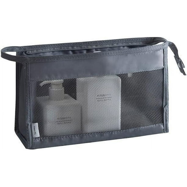 Bolsa de maquillaje de malla de nailon con cremallera de tela, pequeña bolsa  de viaje portátil, accesorios para hombres y mujeres para baño y  organización de vacaciones (gris) JM