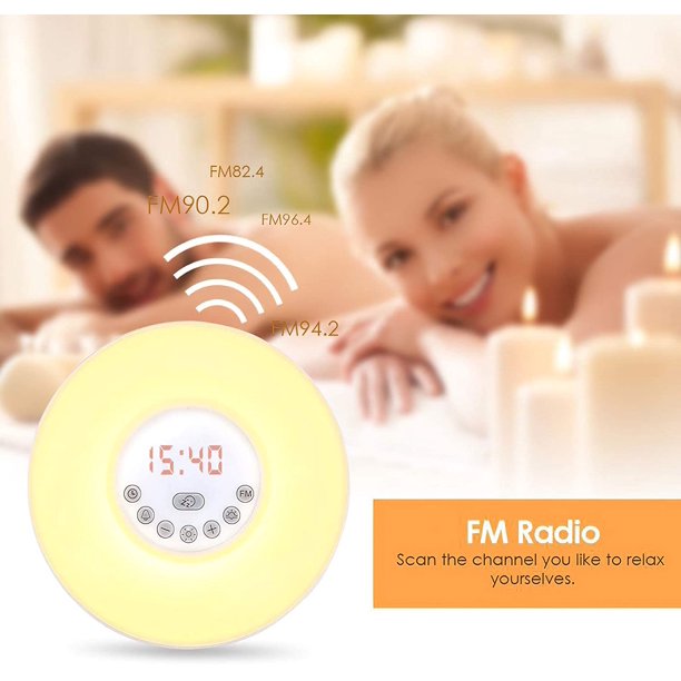 Reloj despertador con simulación de Amanecer/atardecer, Radio FM