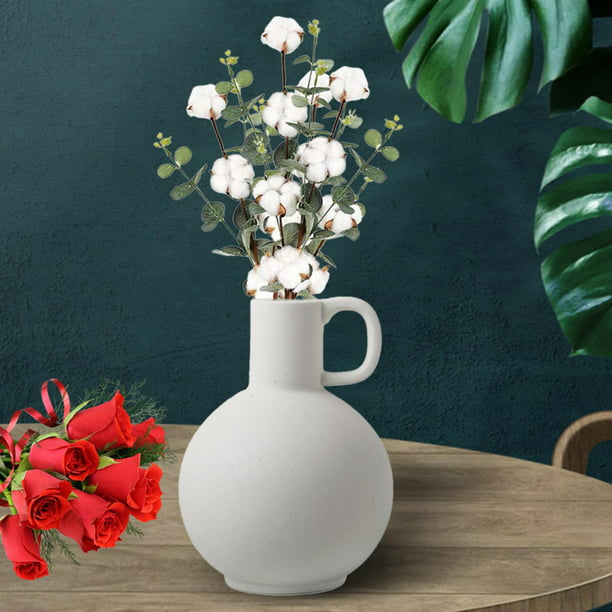 Juego de 4 jarrones de cerámica blanca, jarrones clásicos mate para  decoración del hogar para mesa, estante y decoración de oficina (blanco)