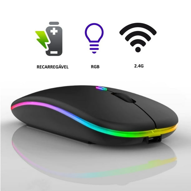 Ratón Bluetooth LED – Ratón inalámbrico recargable para tableta, MacBook  Pro Air Laptop portátil delgado inalámbrico 4 botones iluminados ratones  para