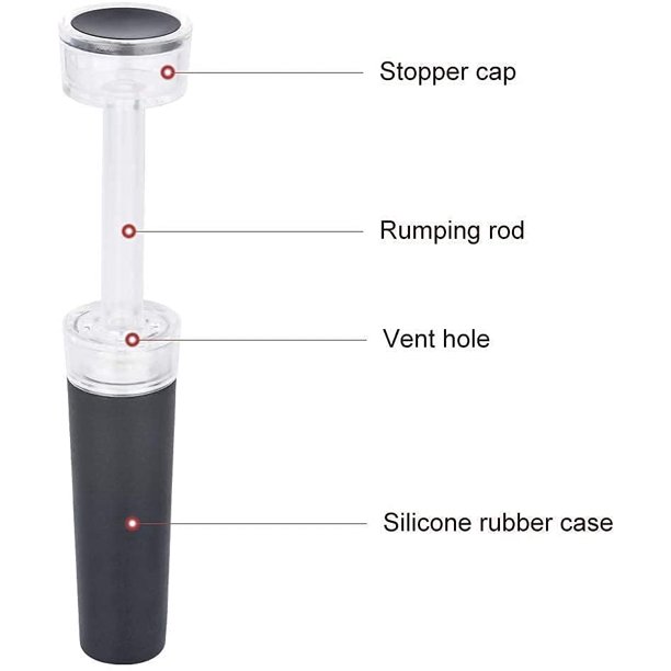 Tapones de vino, paquete de 6 tapones de vino al vacío, tapones  reutilizables para botellas de vino con bomba de vacío incorporada,  sellador de