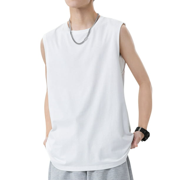 Camisetas mangas para hombre Camisetas sin mangas Chalecos de algodón con cuello redondo Ca CACAGOO Chaleco Hombre | Walmart en línea