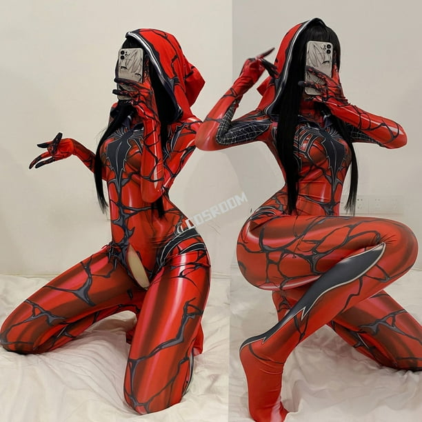 Spiderman Cosplay Woman Sexy Zentai Suit Spandex Bodysuit Superhero Zentai  Costume Halloween Carnival Party Fancy Dress Jumpsuit 