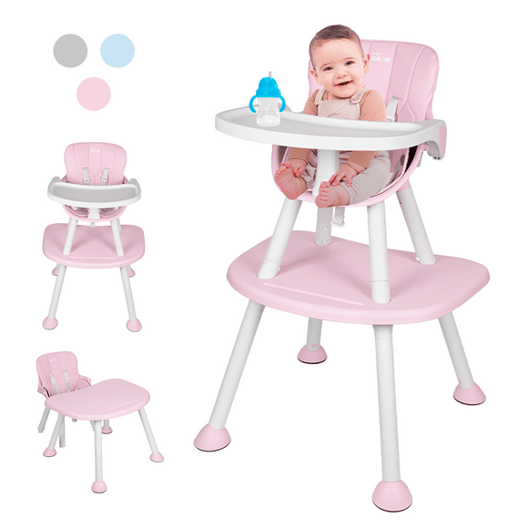 silla de comer para bebé 2 en 1 color rosa  periquera convertible en silla alta para comer y set de silla  mesa