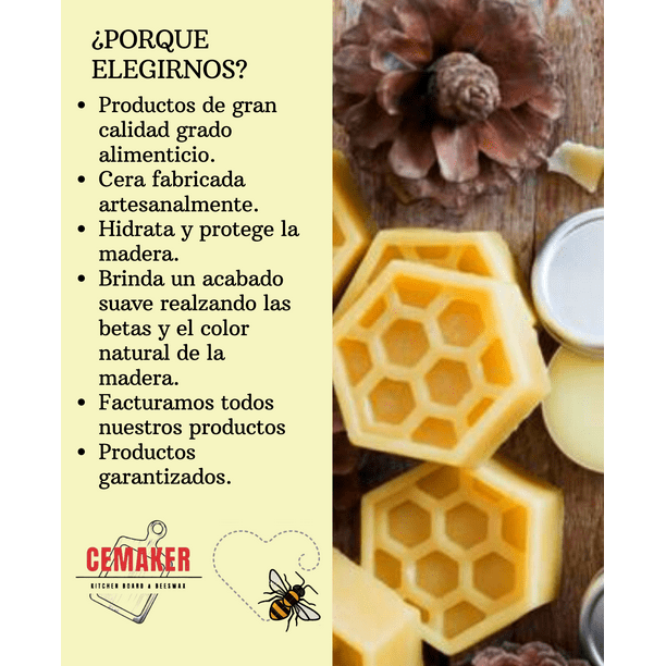 Cera de abeja con aceite mineral para madera. CEMAKER Kitchen Board &  Beeswax Tradicional
