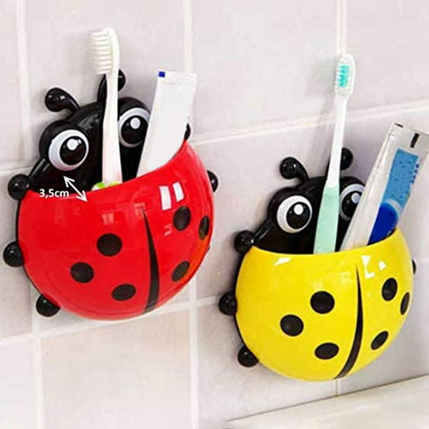 1 pieza soporte plástico para cepillos dientes montado en pared, patrón  dibujos animados color aleatorio diario a prueba de polvo montado en la  pared autoadhesivo organizador de almacenamiento de cepillos de dientes