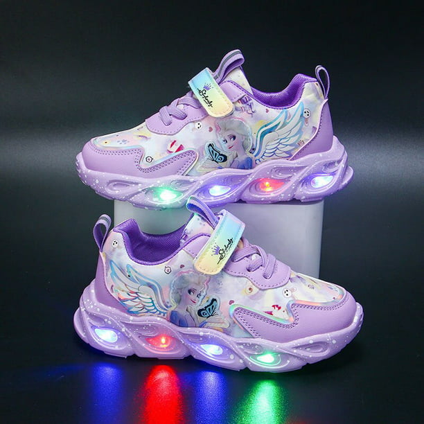 prefacio alarma Tiza Disney's new Frozen elsa Sophia princesa zapatos niñas zapatillas pu  zapatos casuales luces led runn Gao Jinjia LED | Walmart en línea