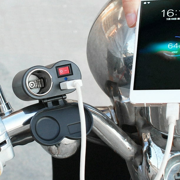 Cargador USB para motocicleta, toma de encendedor de cigarrillos, adaptador  de corriente para manillar de Moto