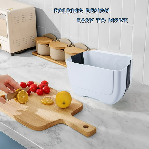 Cubo de Basura Plegable para Cocina, Cubo de Basura Plegable para Colgar  Montaje en la Puerta sobre la Puerta del Gabinete Mostrador del cajón  Gancho de plástico Plegable Cesto de Basura Vhermosa