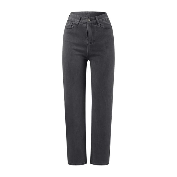 KDF Pantalones de mezclilla con forro polar térmico para mujer, cintura  alta, pantalones de forro polar cálidos para invierno