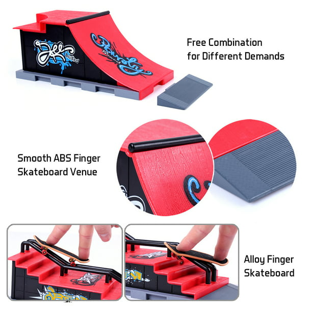 Mini tabla de patinaje de dedos Skate Park Kit niños lugar combinación  monopatín rampa pista juego de juguetes educativos yeacher A
