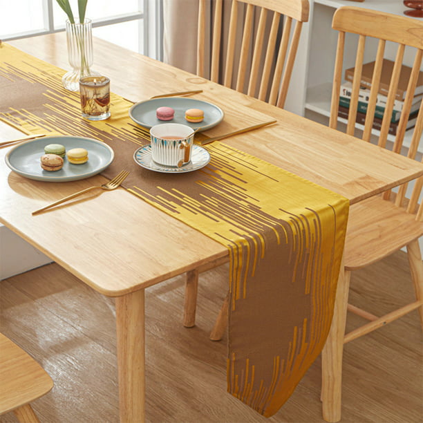  MoAndy Camino de mesa moderno amarillo de poliéster, algodón,  resistente a las manchas, decoración de mesa de comedor para el hogar, 71 x  12 pulgadas, triángulo : Hogar y Cocina