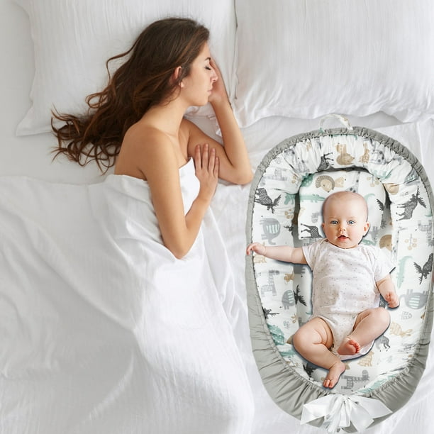 Tumbona para bebé recién nacido de 0 a 24 meses, nido para dormir en cama,  suave, transpirable, lavable, tumbona para recién nacido para bebé (rosa