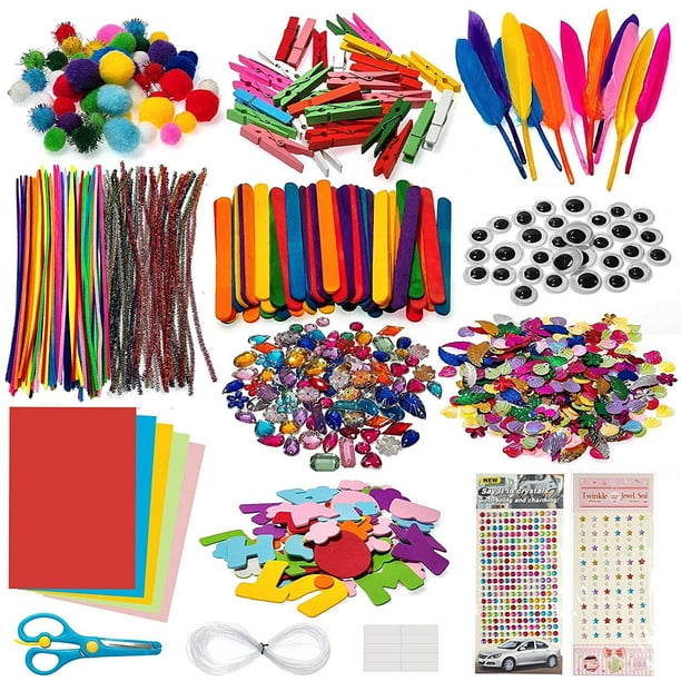 JM Kit de manualidades para limpiapipas, más de 1200 piezas, juego de  manualidades para limpiapipas para niños, kit de bricolaje para niños