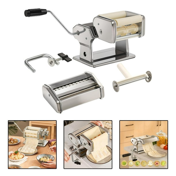 Máquina para hacer pasta, rodillo y cortador de pasta ajustable de acero  inoxidable para fideos Tagliattelle Linguine Lasaña, rojo clásico
