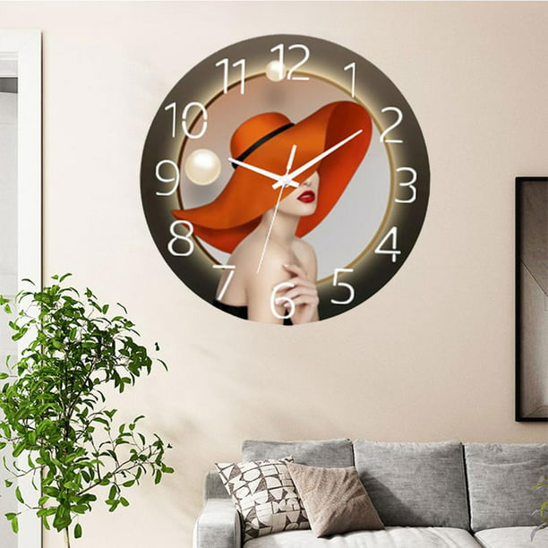 Reloj de pared silencioso analógico grande con , relojes de pared  decorativos , relojes de pared grandes silenciosos sin tictac, señora  BLESIY Reloj de pared del dormitorio