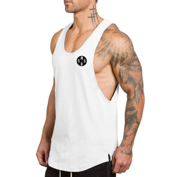 Camiseta de tirantes de culturismo para hombre, camiseta sin mangas de  algodón para gimnasio, chaleco de