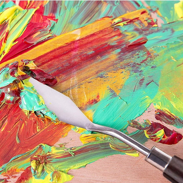  5 piezas pintura mezclar raspador, Marrywindix espátula de  acero inoxidable cuchillo de paleta pintura al óleo accesorios mezcla de  color : Arte y Manualidades