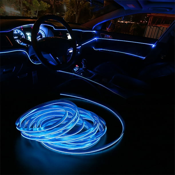 Scienceny Tiras de LED para coche, lámpara de ambiente para decoración de  coche, 12V, cuerda de alambre Flexible de neón EL, luz LED para Interior de  Automoción decorativa y accesorios azul Scienceny