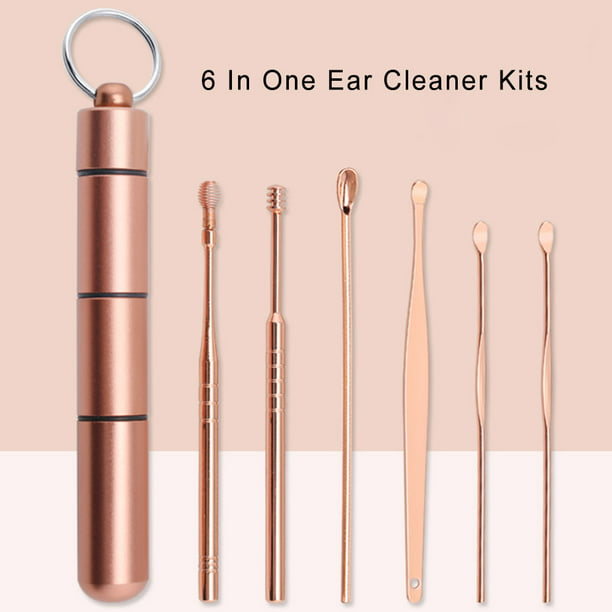 Kits de limpiador de oídos Irfora 6 unids / set Kits de limpiadores de  orejas de acero inoxidable removedor de cera cureta oreja limpiador de  orejas