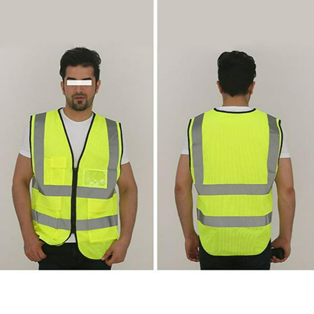 Chaleco reflectante multifunción con bolsillos de alta visibilidad, chaleco  reflectante unisex para tráfico nocturno (color amarillo fluorescente