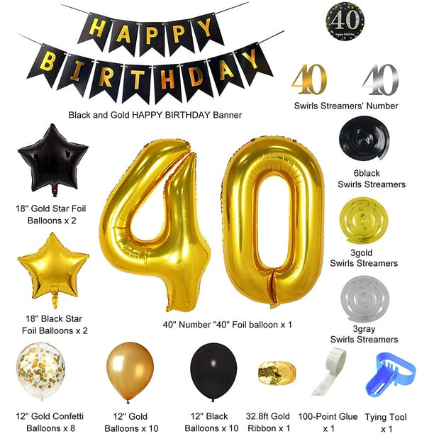  Decoraciones de cumpleaños número 40 para mujer, columna de  globos de cumpleaños número 40 color oro rosa para cumpleaños de 40 años y  decoraciones de fiesta de 40 aniversario : Hogar y Cocina