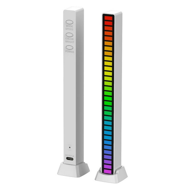2 Barras De Luces LED Ritmo Control Sonido 32 Bits USB Recargable Para PC  TV DJ