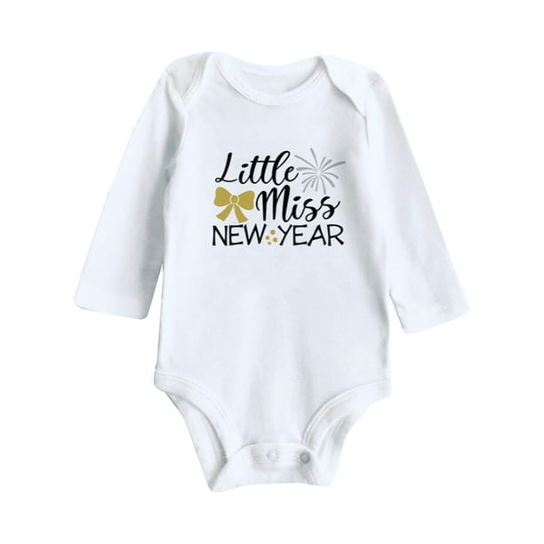  Mi primer año nuevo ropa recién nacido bebé niño niña Año Nuevo  trajes de año nuevo letras impresión mameluco ropa bebé niño, Blanco : Ropa,  Zapatos y Joyería