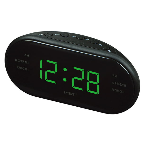 despertador dual digital / FM con sintonización digital 522 ~ 1620KHZ;  enchufe . UU. Verde Sunnimix Reloj despertador digital LED