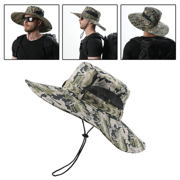 Sombrero de sol para hombre, sombrero de cubo de camuflaje con protección  de , pesca al aire libre plegable Camuflaje estrella gris Yuyangstore Sombrero  de sol para hombre