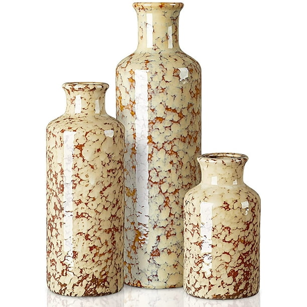 Jarrón blanco, jarrón de cerámica para decoración, moderno juego de 3  floreros