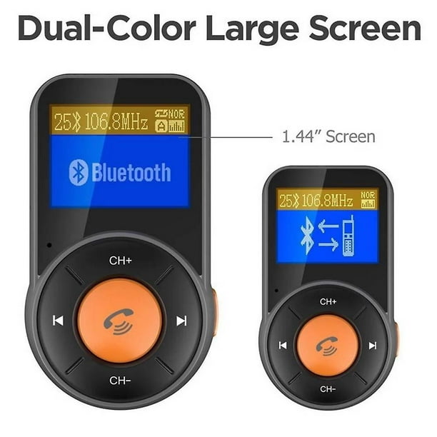 Transmisor FM Bluetooth de para Coche con QC3.0 y 7 Colores de Luz de  Fondo, Adaptador de Radio Bluetooth para Coche Levamdar 12-24V