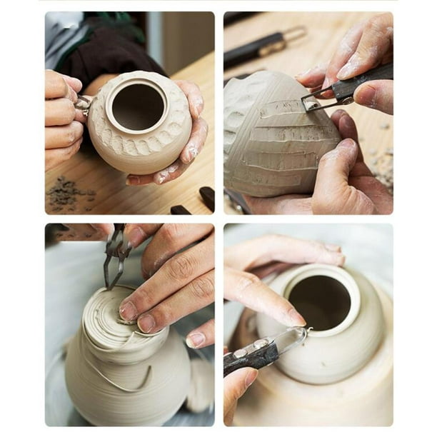 Herramienta de cerámica de cerámica, juego de 19 herramientas de escultura  de arcilla, kit de herramientas de tallado de cerámica, mango de madera