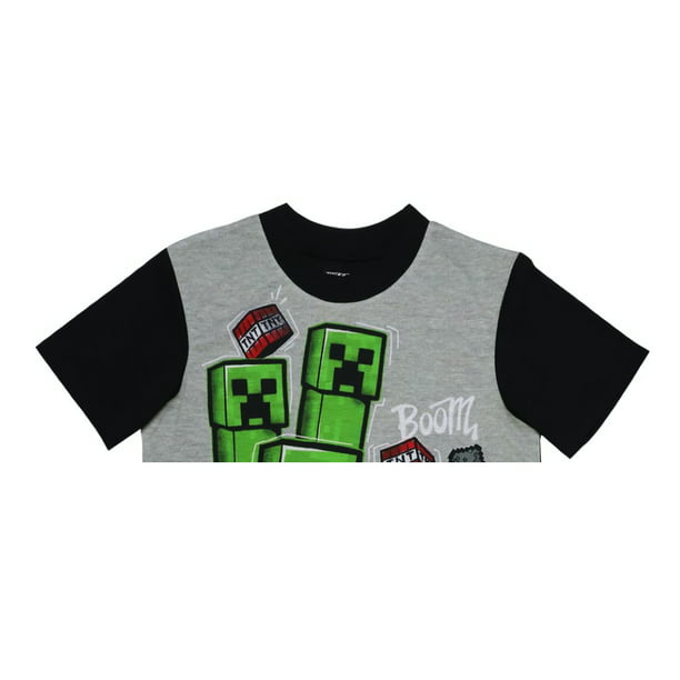 Minecraft Conjunto de pijama para niños, ropa de descanso,  camiseta larga o camiseta y pantalones para adolescentes, pijamas para niños  de 5 a 14 años, regalos para niños, Negro/Blanco : Ropa