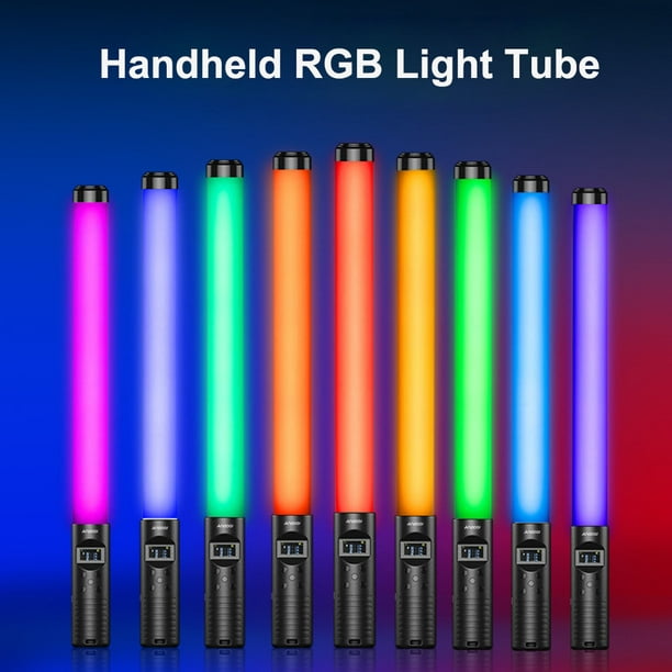 Varita de luz de video RGB, luz LED multicolor de mano para fotografía con  control remoto, regulable 2500K-6500K CRI97+ luz LED a todo color con